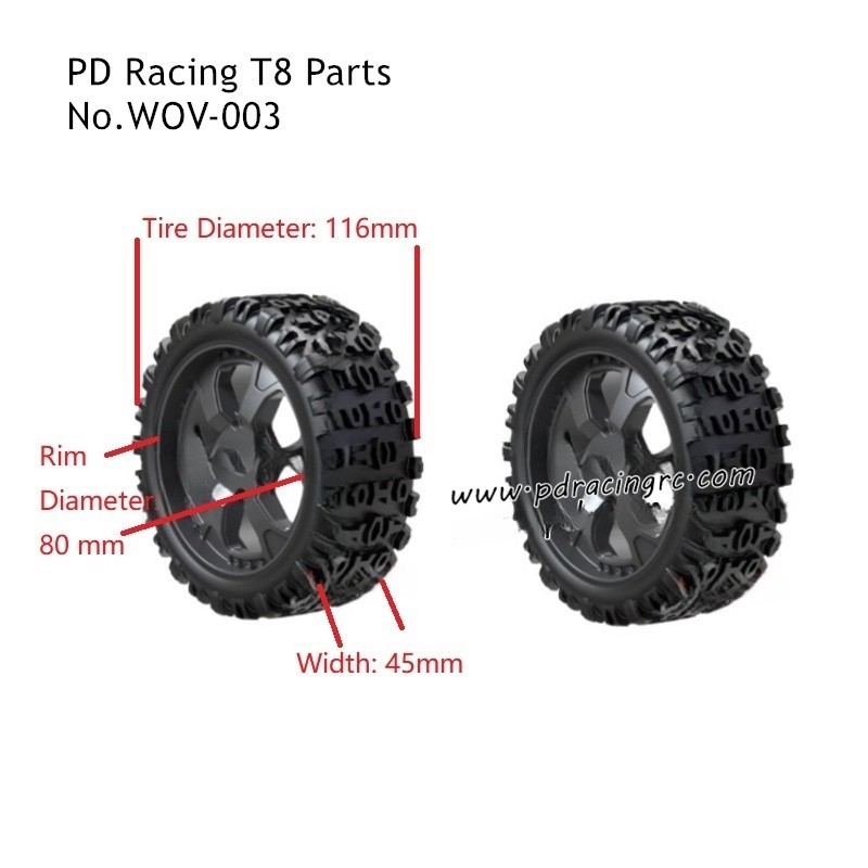 PD Racing T8 Spare Accessories Wheels WOV-003