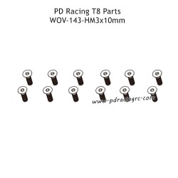 PD Racing T8 Parts HM3x10mm Flat Head Socket Head Cap Screw WOV-144