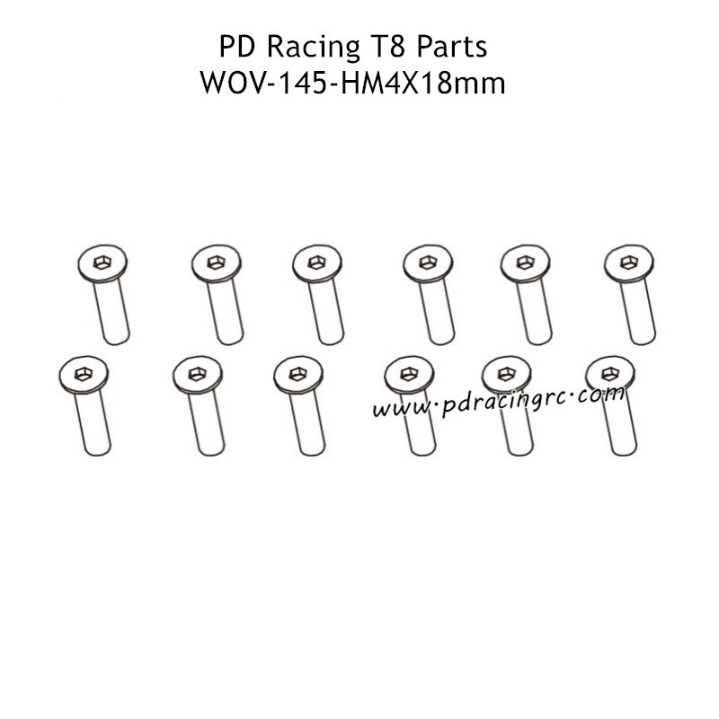PD Racing T8 Parts HM4X18mm Flat Head Socket Head Cap Screw WOV-145