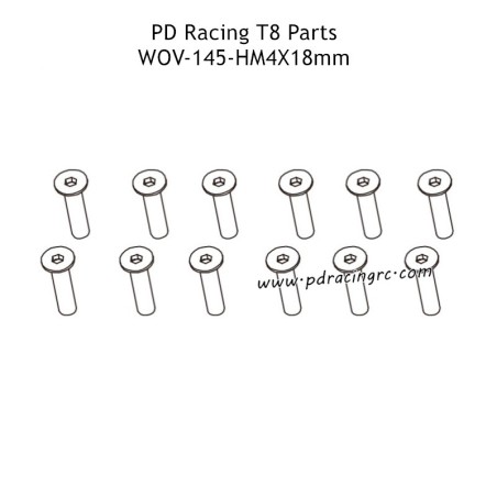 PD Racing T8 Parts HM4X18mm Flat Head Socket Head Cap Screw WOV-145