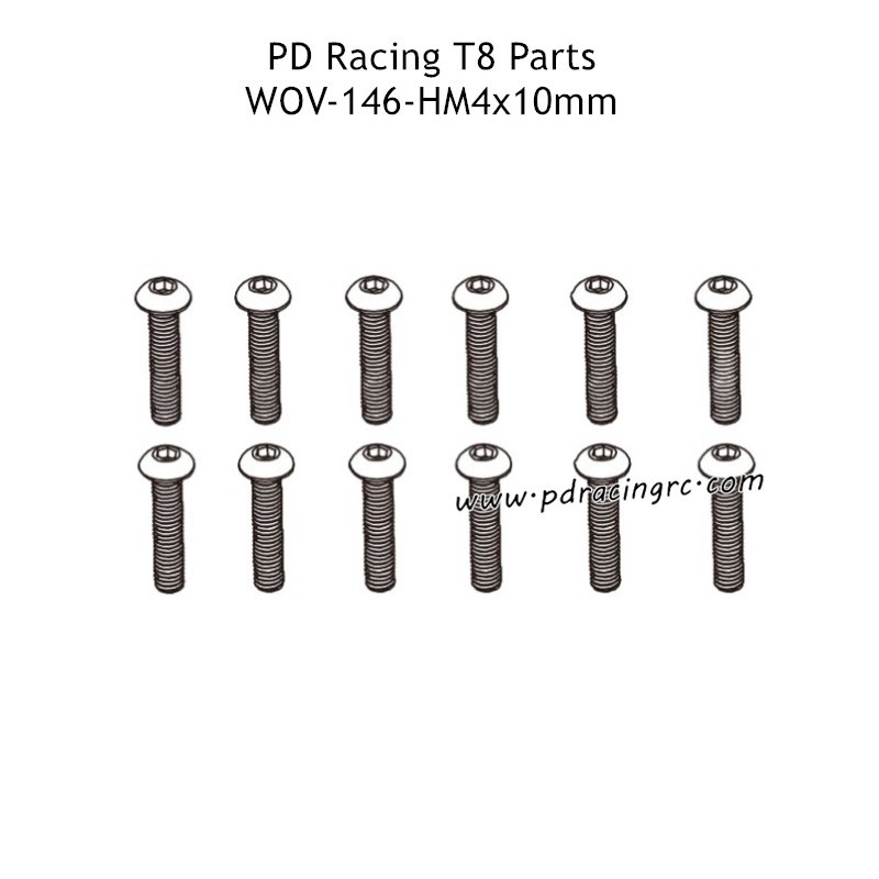 PD Racing T8 Parts HM4x10mm Hex Socket Head Cap Screw WOV-146