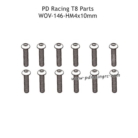 PD Racing T8 Parts HM4x10mm Hex Socket Head Cap Screw WOV-146