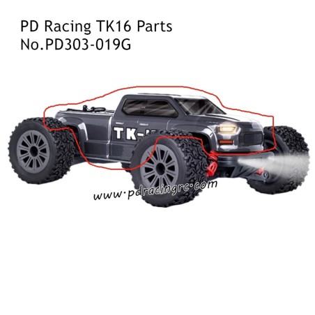 PVC Car Shell PD303-019G Parts for PD Racing TK16 1/16 Racing RC Car