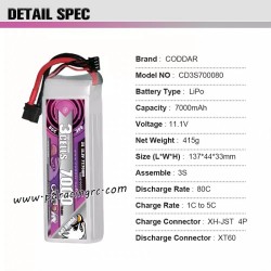 PD Racing 1/10 TK10 V2 Parts 11.1V 7000mAh Battery