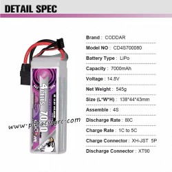 PD Racing 1/10 TK10 V2 Parts 14.8V 7000mAh Battery